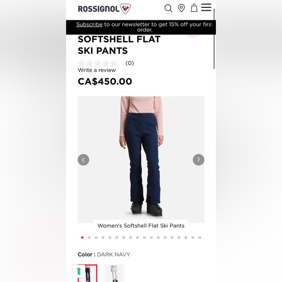Rossignol soft shell flat ski pants-navy - Picture 2 of 7